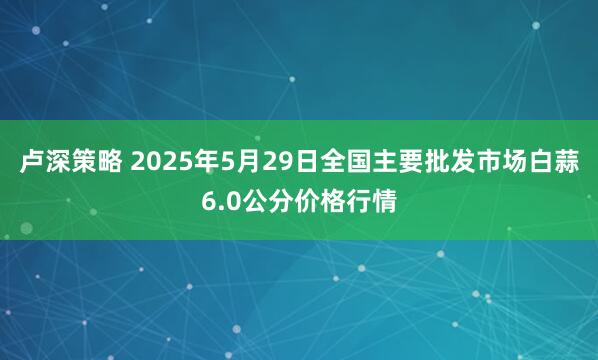 卢深策略 2025年5月29日全国主要批发市场白蒜6.0公分价格行情