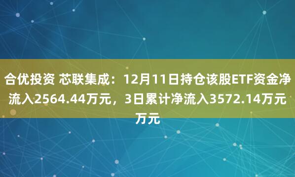 合优投资 芯联集成：12月11日持仓该股ETF资金净流入2564.44万元，3日累计净流入3572.14万元