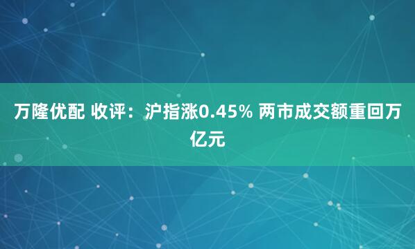 万隆优配 收评：沪指涨0.45% 两市成交额重回万亿元